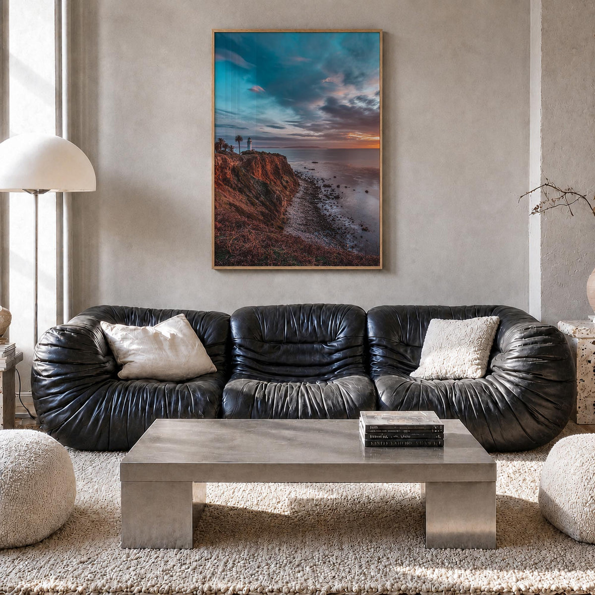 Rancho Palos Verdes no. 2 colorful photo poster of California, USA – vertical wall art in natural wood frame, hanging on wall