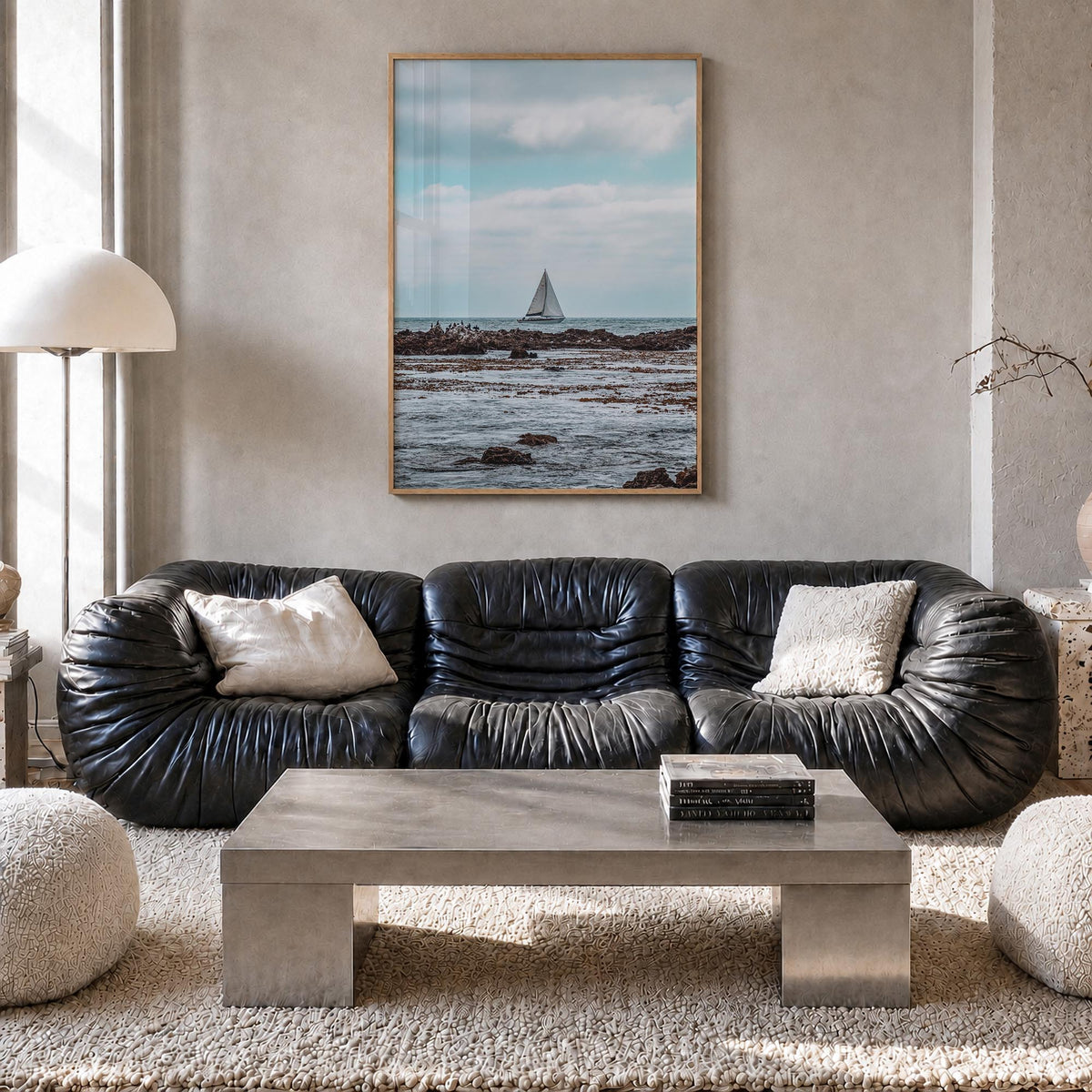 Rancho Palos Verdes no. 3 colorful photo poster of California, USA – vertical wall art in natural wood frame, hanging on wall