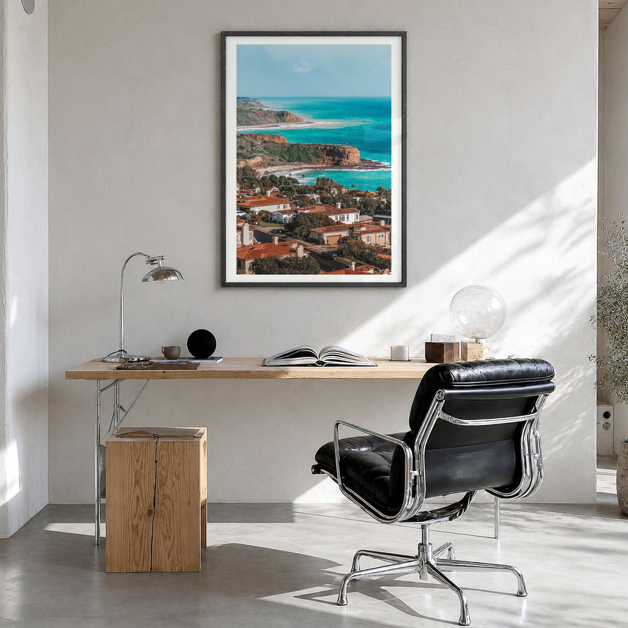 Rancho Palos Verdes Photo No 1 Poster in a black wood frame, hanging in a bright home office, white border