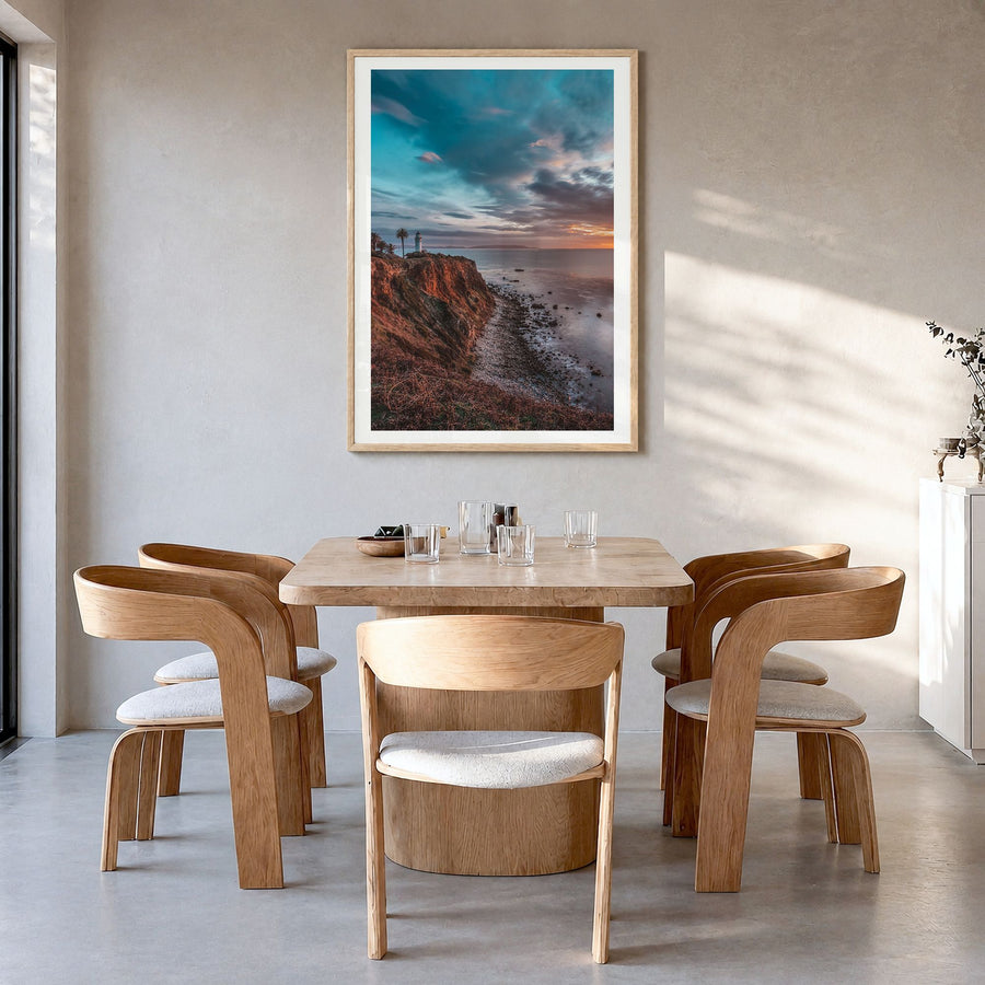 Rancho Palos Verdes Photo No 2 Poster in a natural wood frame, hanging in a dining room, white border
