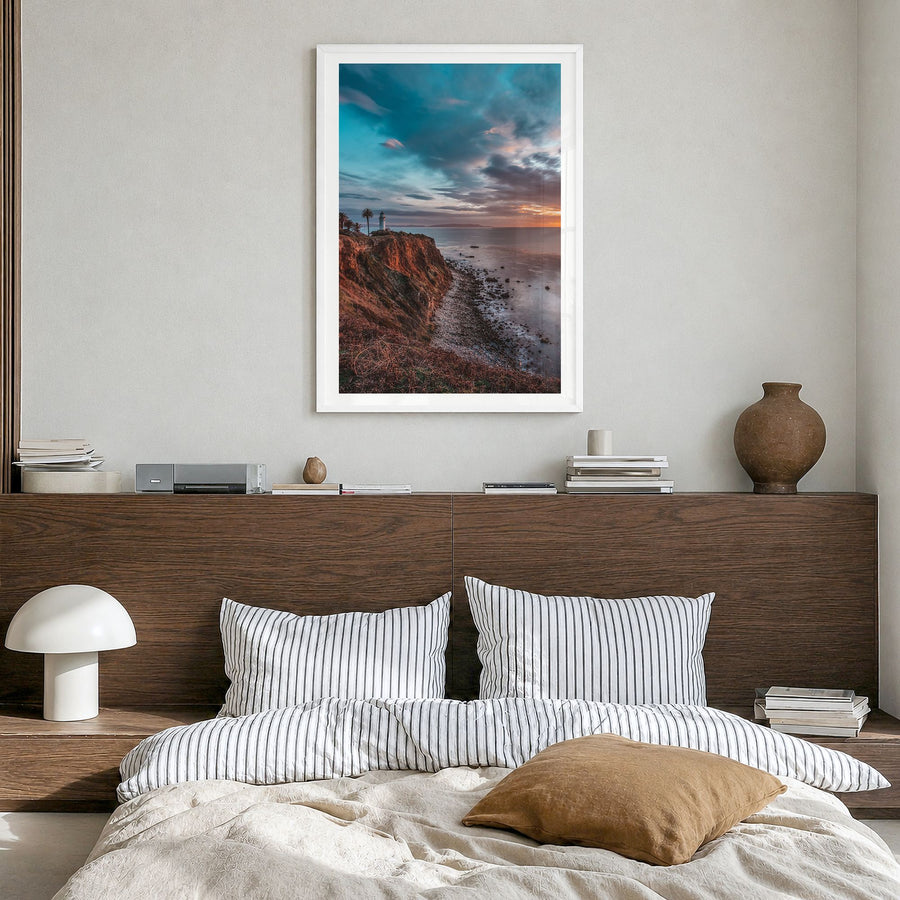 Rancho Palos Verdes Photo No 2 Poster in a white wood frame, hanging in a bedroom, white border
