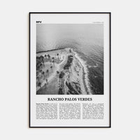 Rancho Palos Verdes Poster Black Metal / 8x12 in Nbourhood Travel B&W Poster