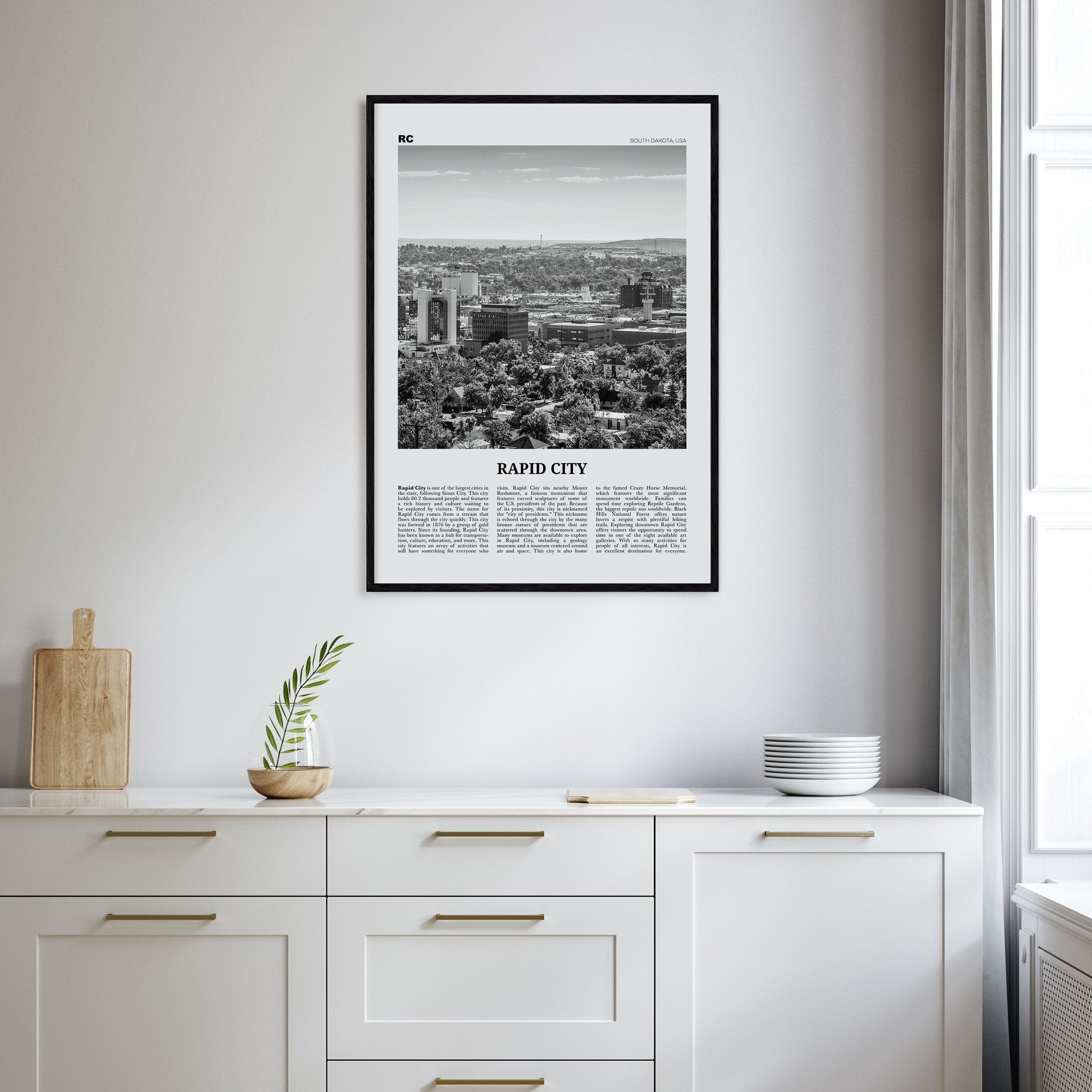 Rapid City Poster Nbourhood Travel B&W Poster