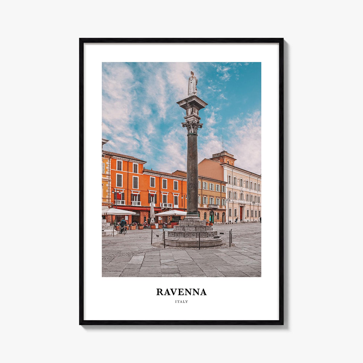 Ravenna colorful classic poster of Italy – vertical wall art, unframed print shown in interior mockup
