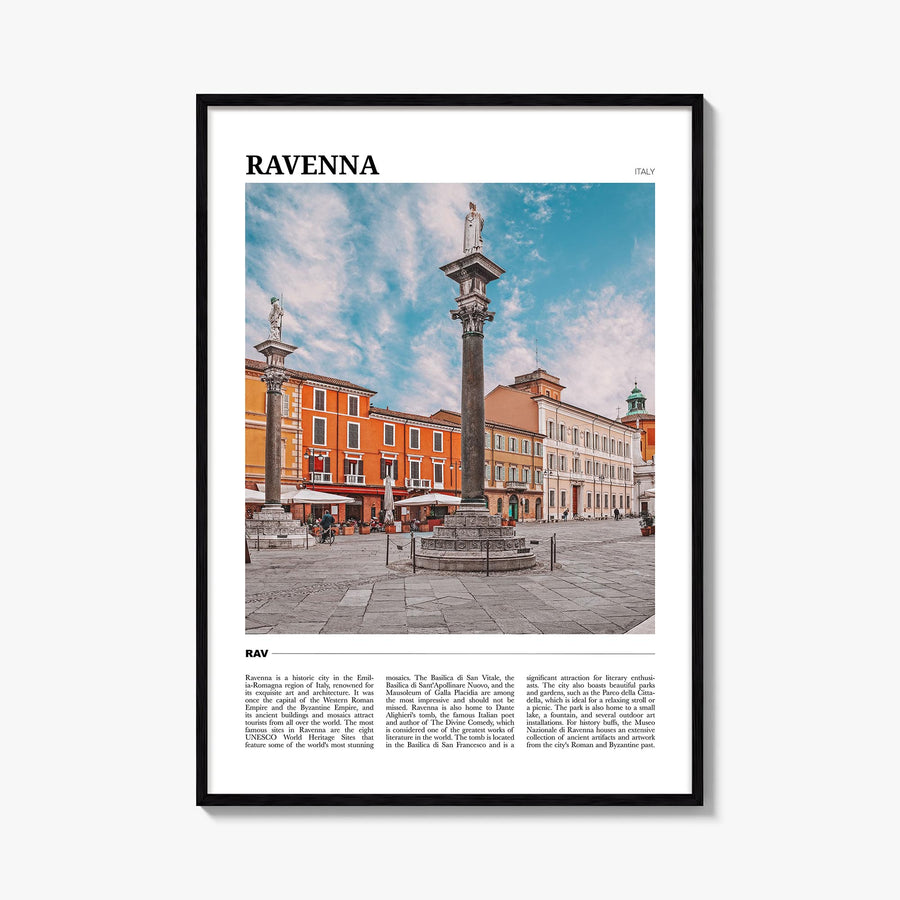 Ravenna colorful travel poster of Italy – vertical wall art, unframed print shown in interior mockup
