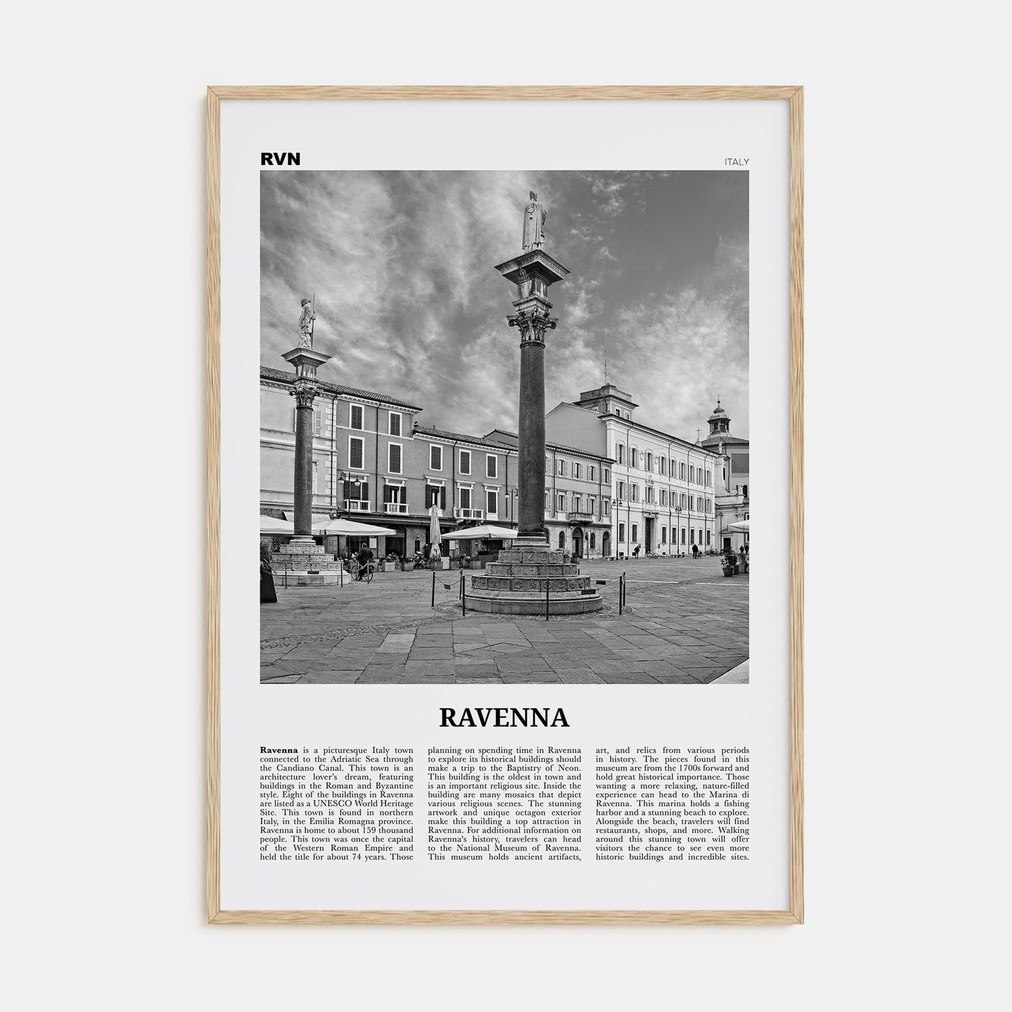 Ravenna Poster Natural Wood / 8x12 in Nbourhood Travel B&W Poster