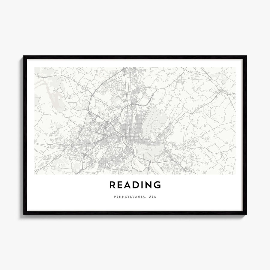 Reading, Pennsylvania Map Poster, framed poster mockup