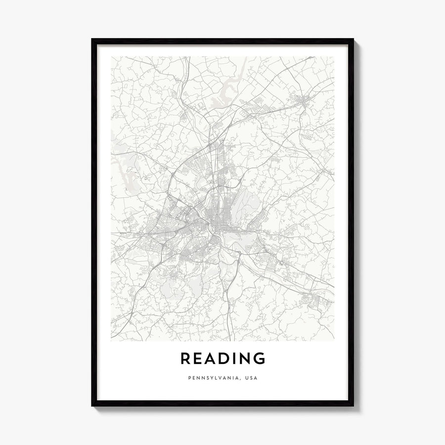 Reading, Pennsylvania Map Poster, framed poster mockup