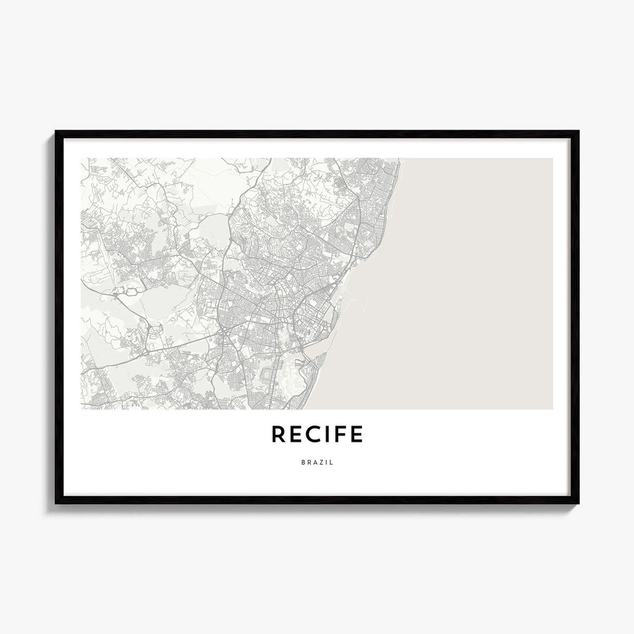 Recife Map Poster, framed poster mockup