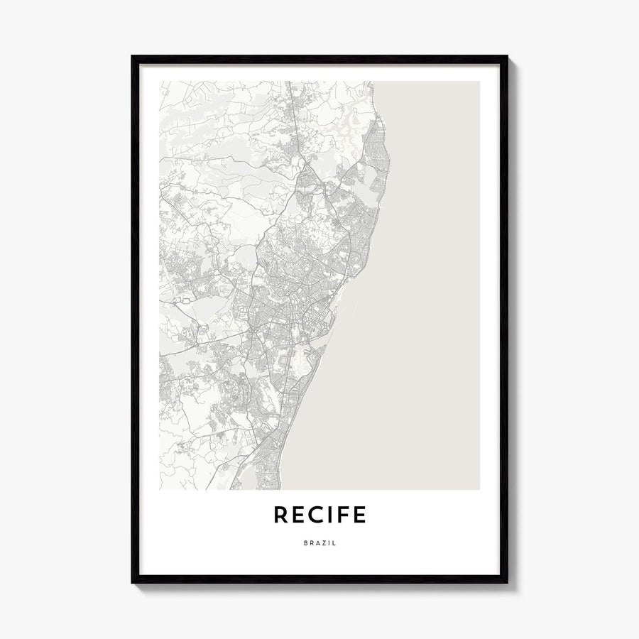 Recife Map Poster, framed poster mockup