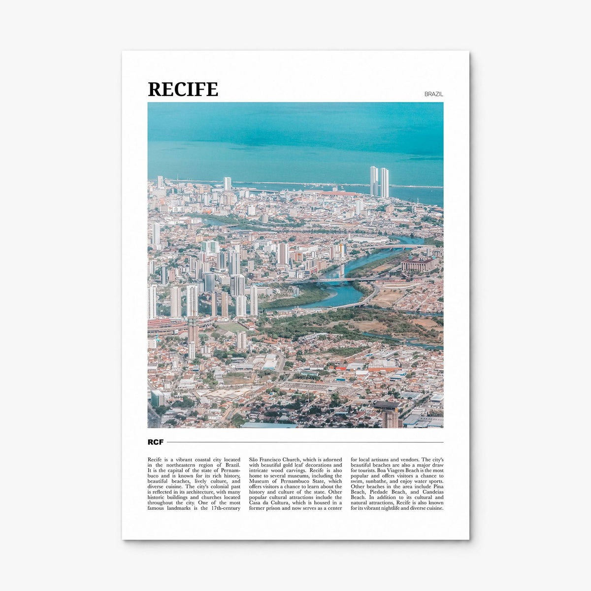 Recife Travel Poster, print only (unframed)
