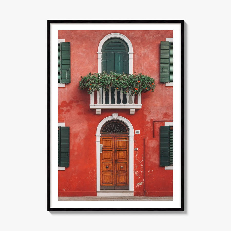 Red House Photo Poster, framed poster mockup, white border