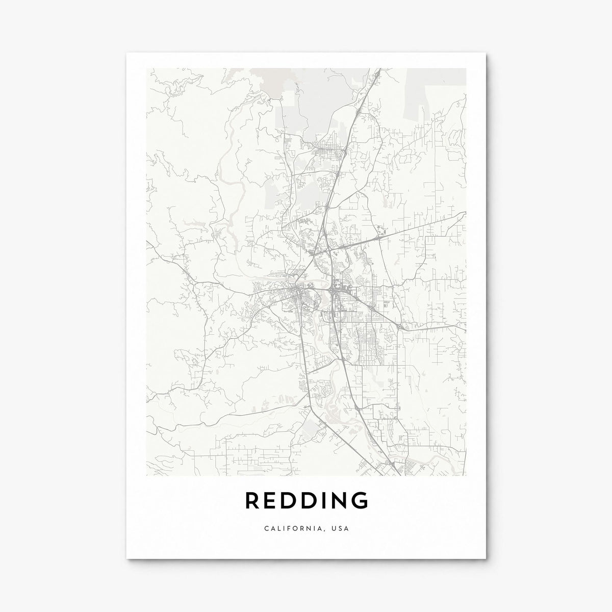 Redding Map Poster, print only (unframed)