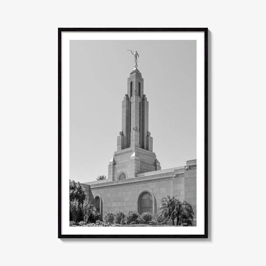 Redlands black & white photo poster of California, USA – vertical wall art, unframed print shown in interior mockup