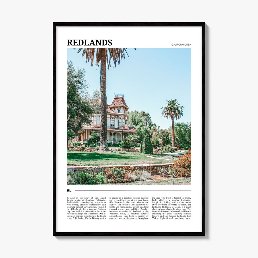 Redlands Travel Poster, framed poster mockup
