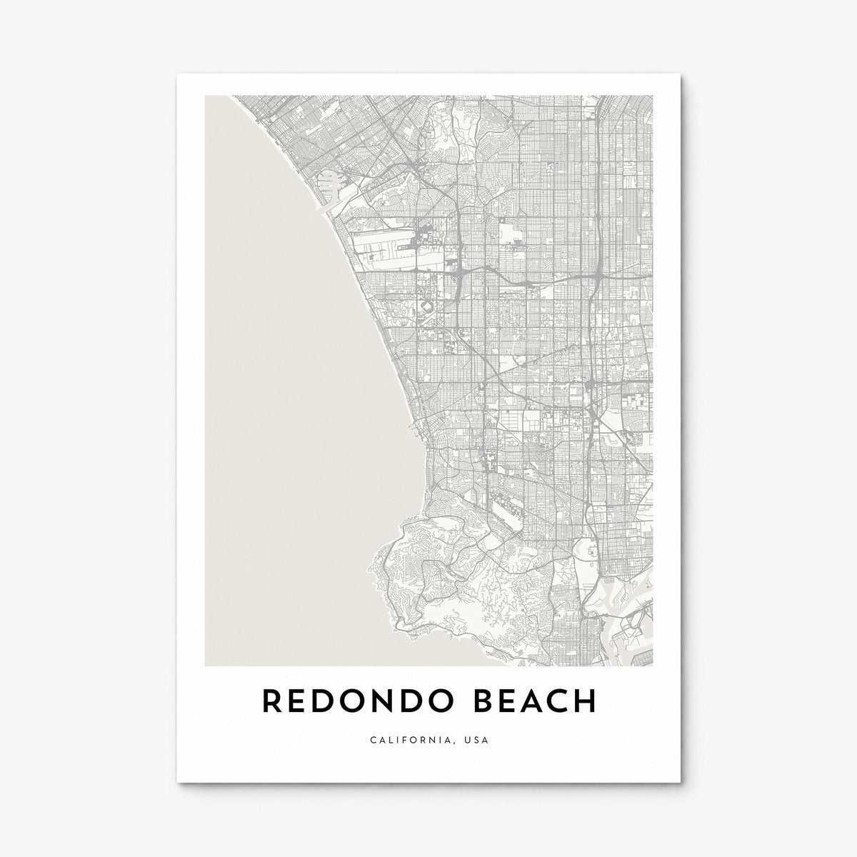 Redondo Beach Map Poster, print only (unframed)