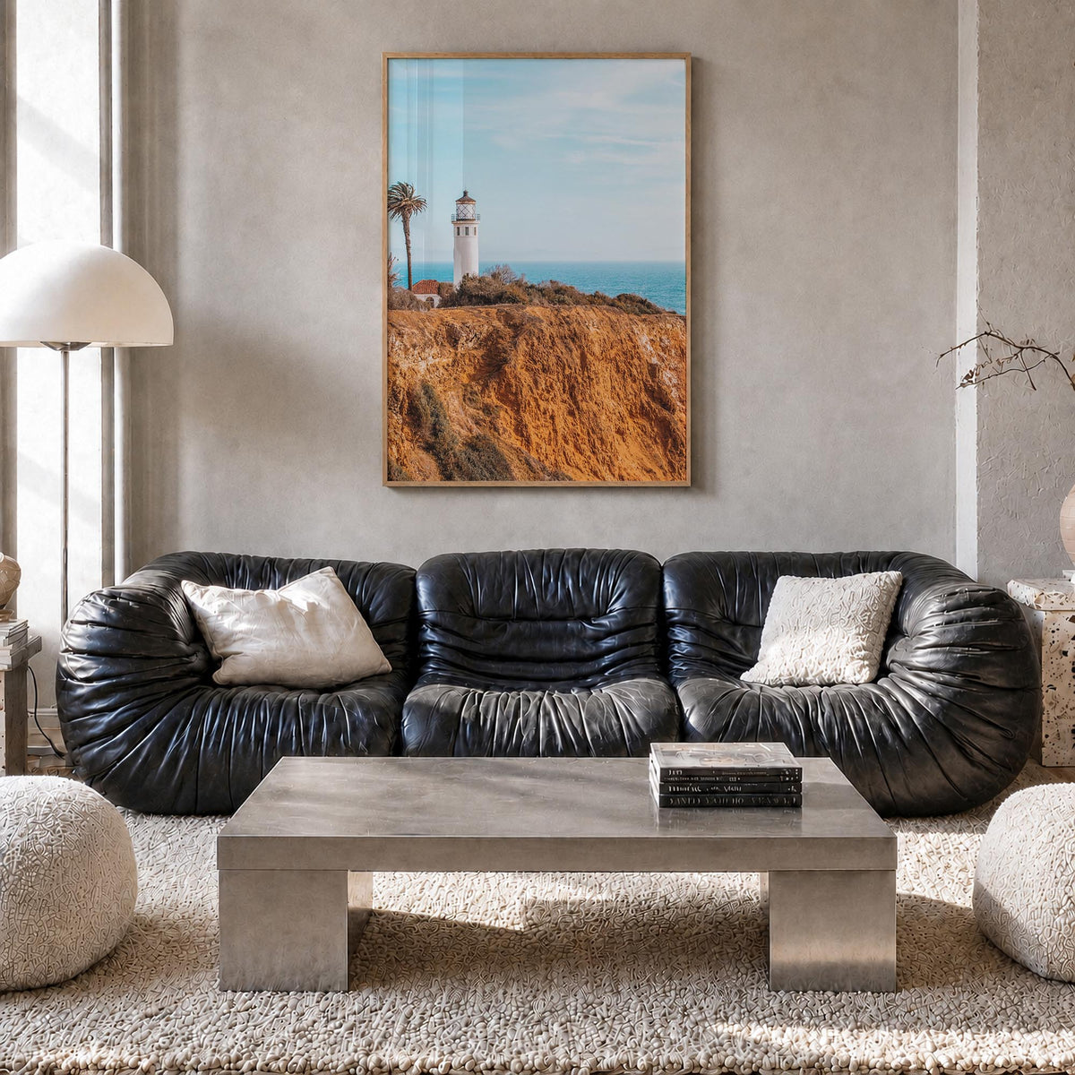Redondo Beach no. 1 colorful photo poster of California, USA – vertical wall art in natural wood frame, hanging on wall