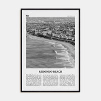 Redondo Beach Poster Black Wood / 8x12 in Nbourhood Travel B&W Poster