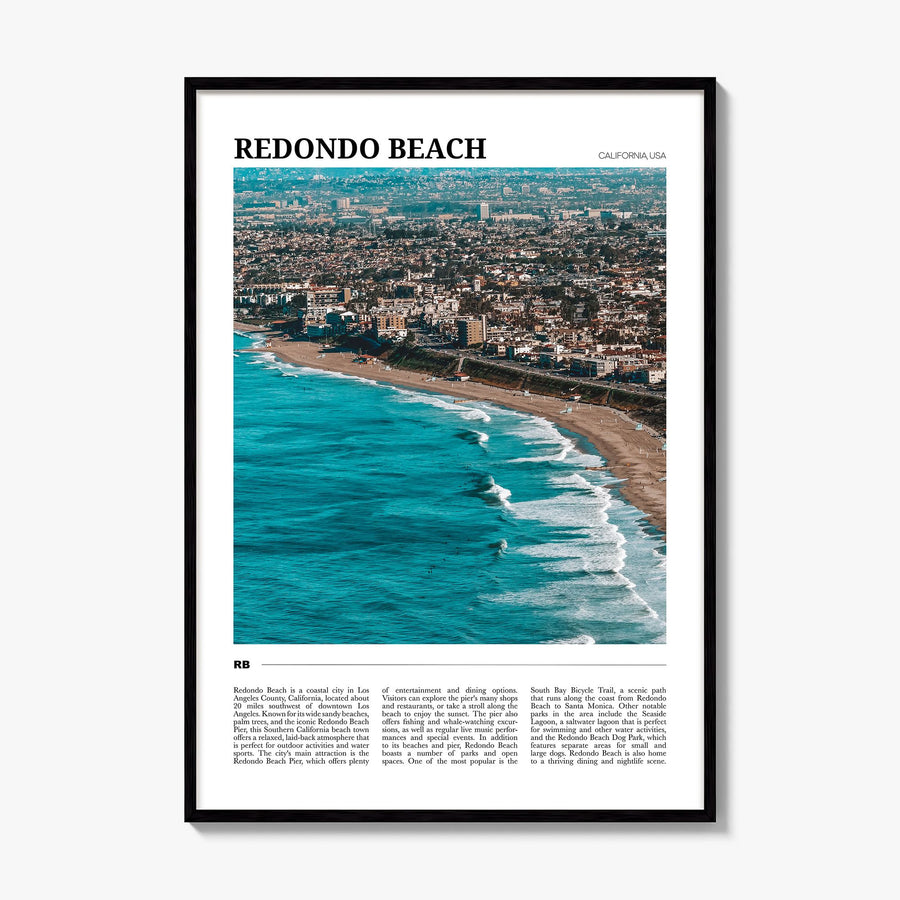 Redondo Beach Travel Poster, framed poster mockup