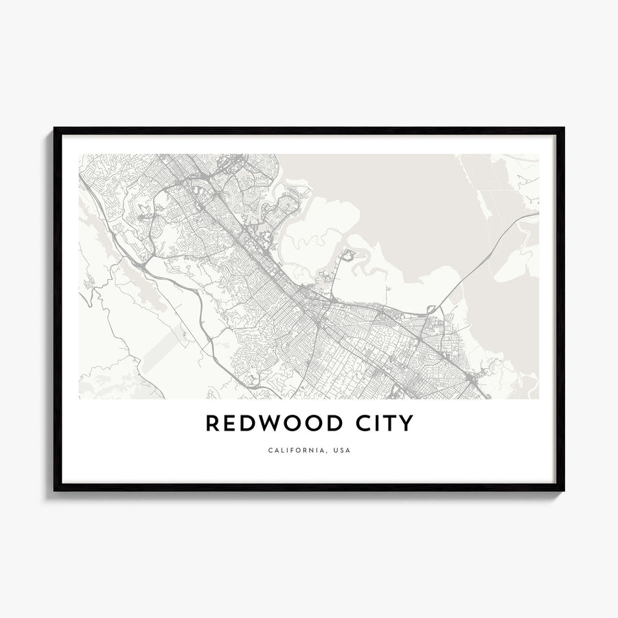 Redwood City Map Poster, framed poster mockup