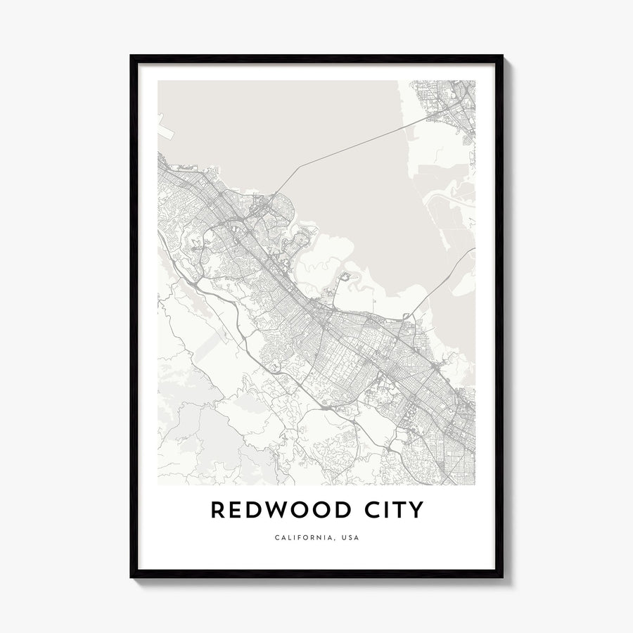 Redwood City Map Poster, framed poster mockup