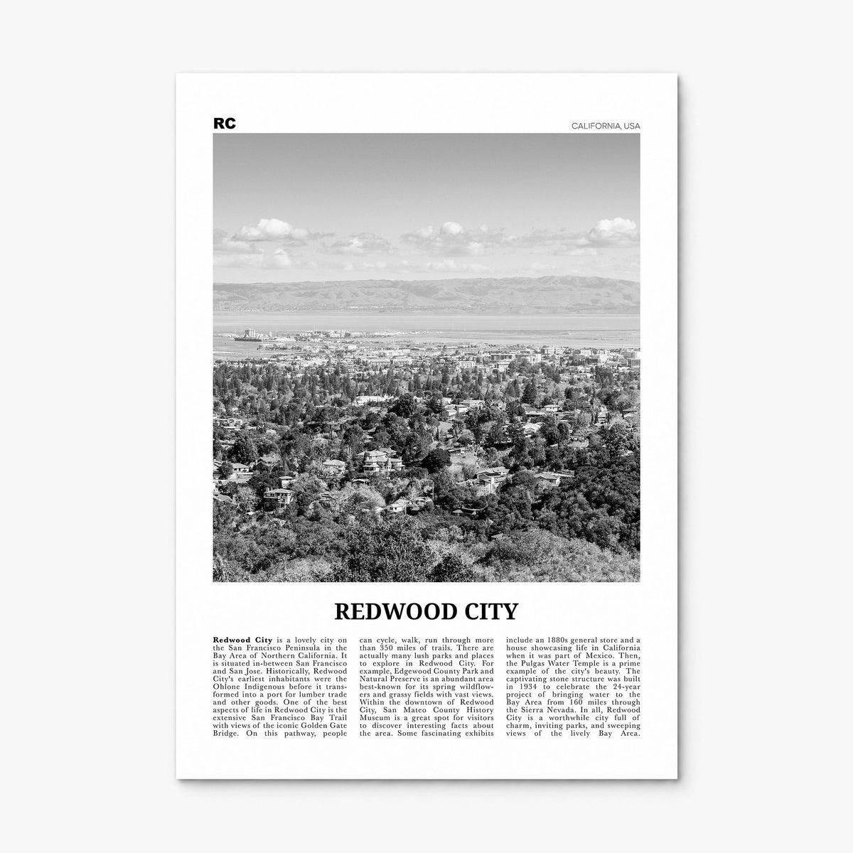 Redwood City Newspaper Poster, print only (unframed)