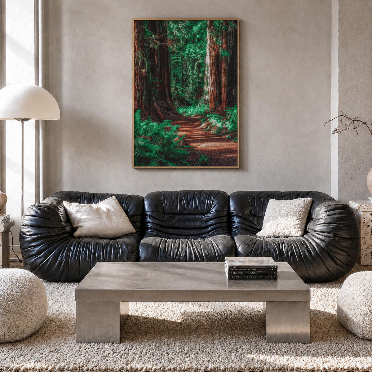 Redwood National Park no. 2 colorful photo poster of California, USA – vertical wall art in natural wood frame, hanging on wa