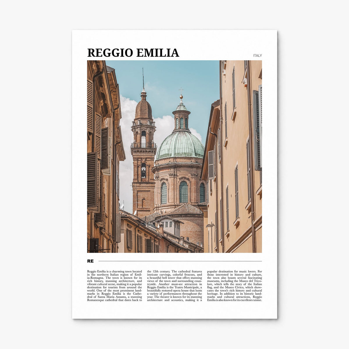 Reggio Emilia Travel Poster, print only (unframed)