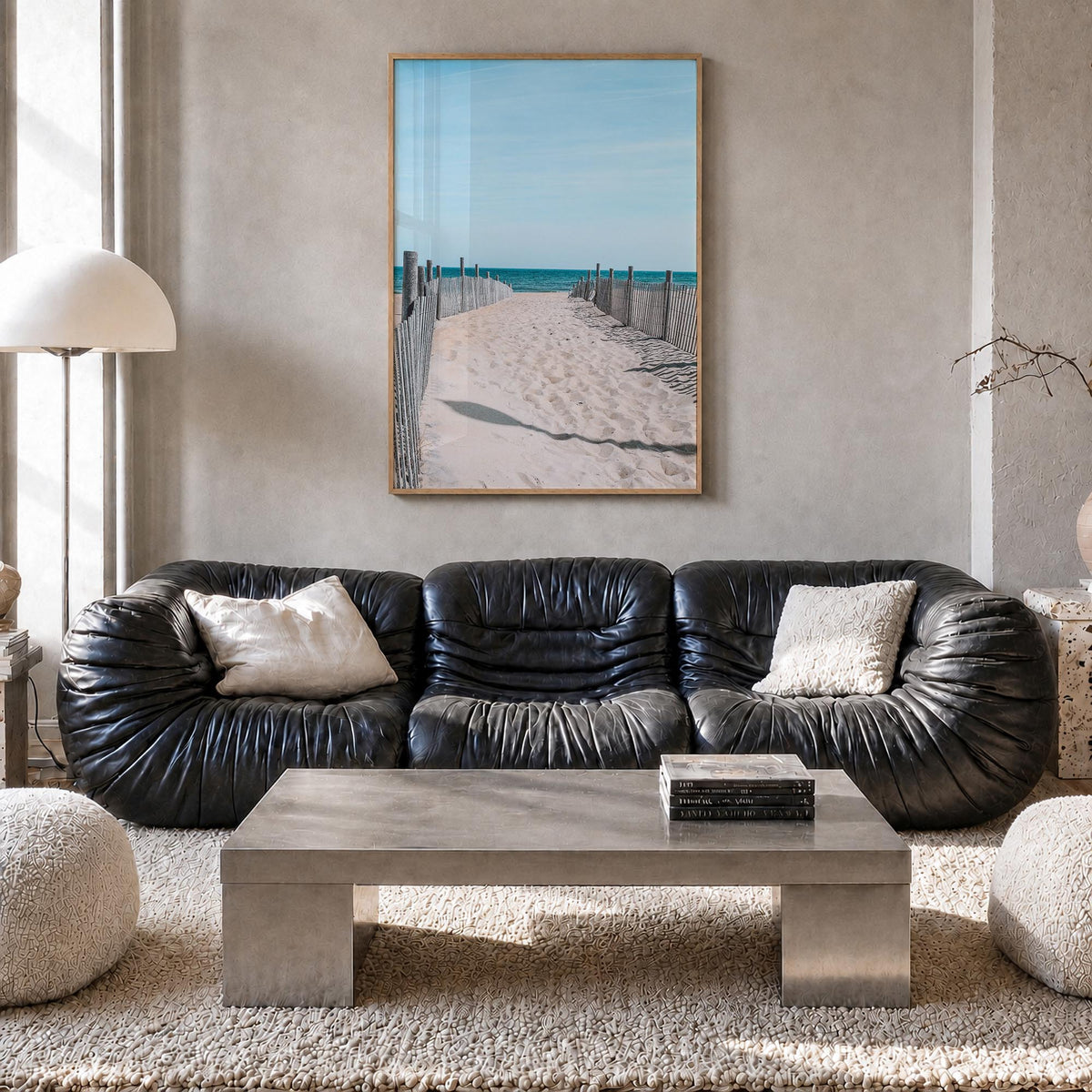 Rehoboth Beach colorful photo poster of Delaware, USA – vertical wall art in natural wood frame, hanging on wall