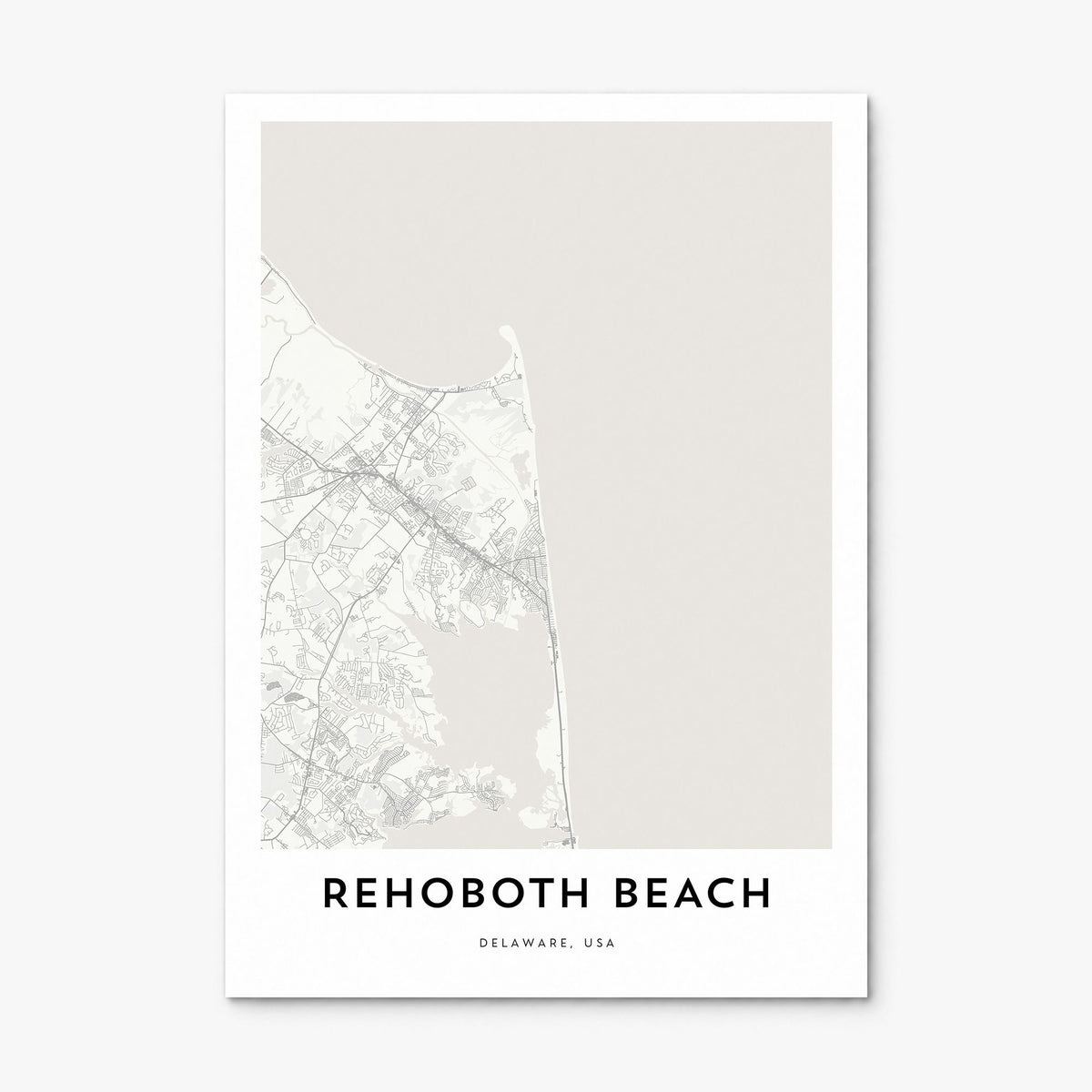 Rehoboth Beach Map Poster, print only (unframed)