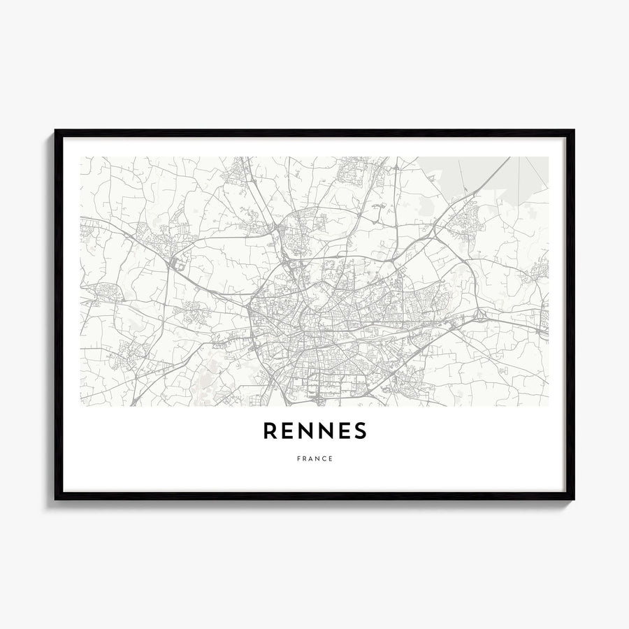 Rennes Map Poster, framed poster mockup