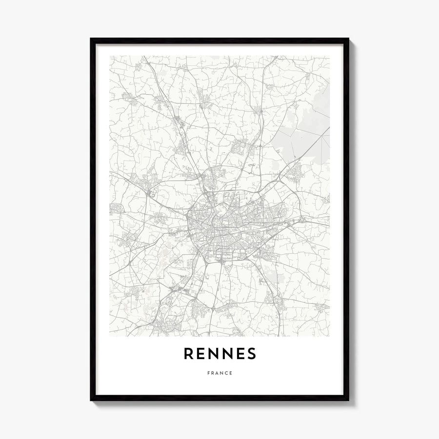 Rennes Map Poster, framed poster mockup