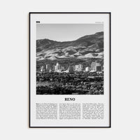 Reno Poster Black Metal / 8x12 in Nbourhood Travel B&W Poster