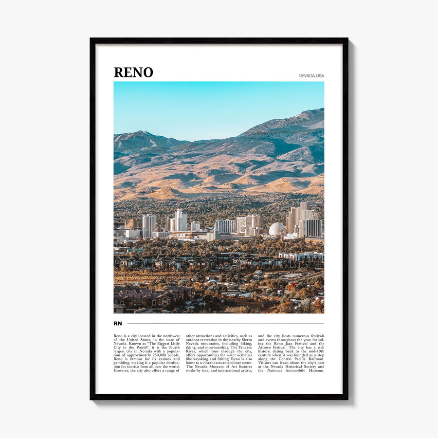Reno Travel Poster, framed poster mockup