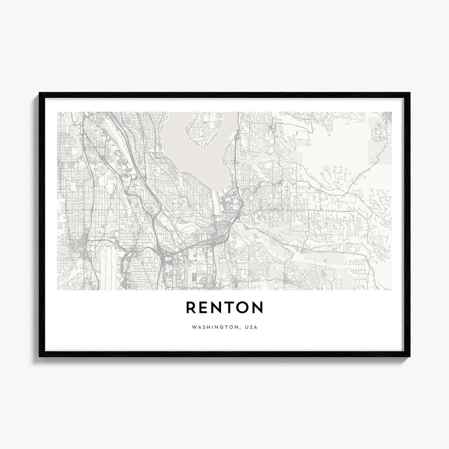Renton Map Poster, framed poster mockup