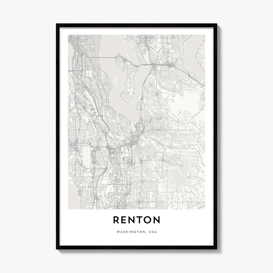 Renton Map Poster, framed poster mockup