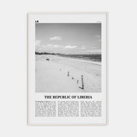 Republic of Liberia Poster White Wood / 8x12 in Nbourhood Travel B&W Poster