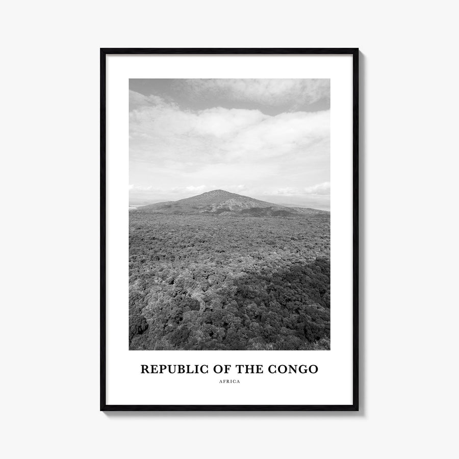 Republic of the Congo black & white classic poster of Africa – vertical wall art, unframed print shown in interior mockup