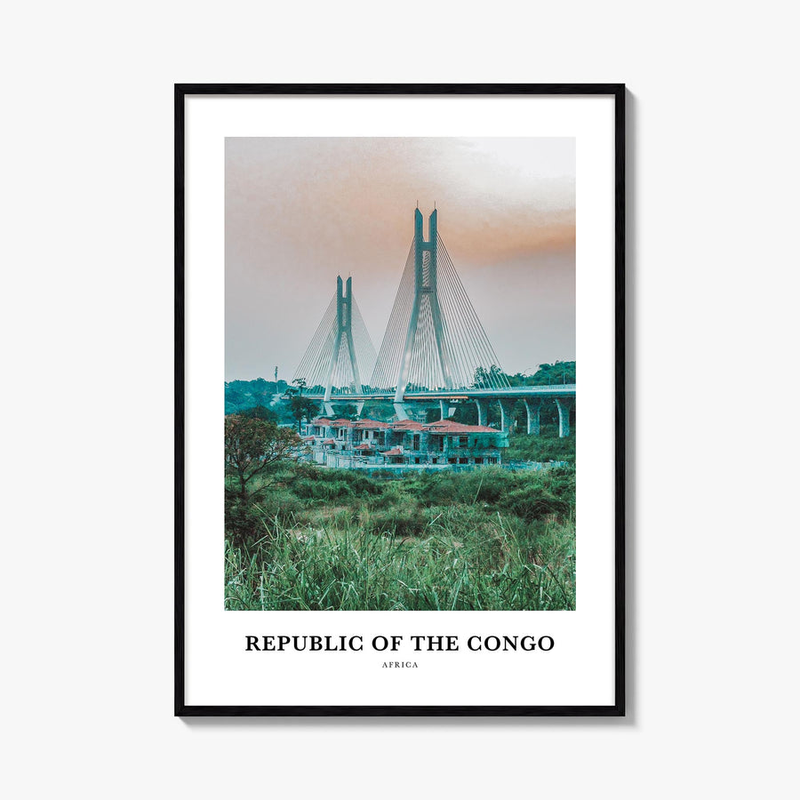 Republic of the Congo colorful classic poster of Africa – vertical wall art, unframed print shown in interior mockup