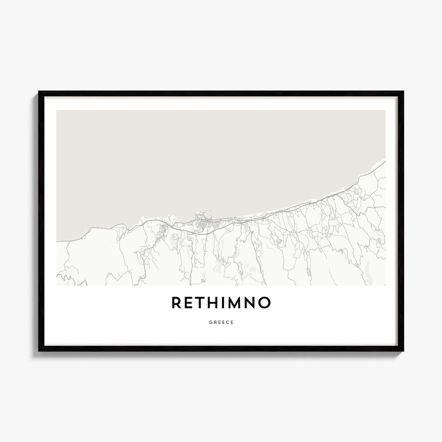 Rethymno Map Poster, framed poster mockup