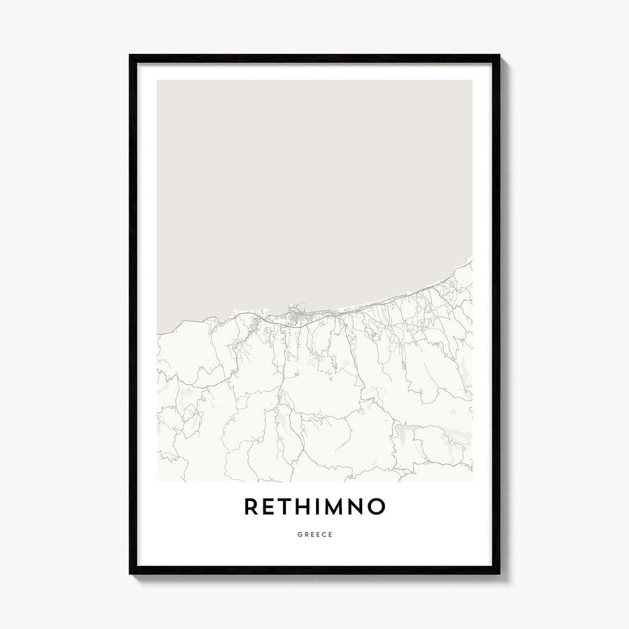 Rethymno Map Poster, framed poster mockup