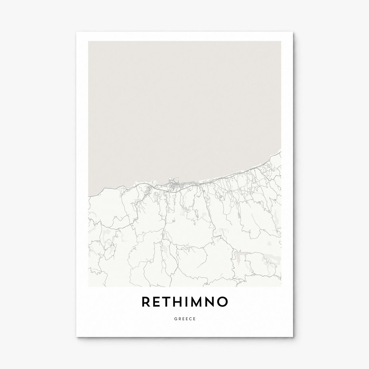 Rethymno Map Poster, print only (unframed)