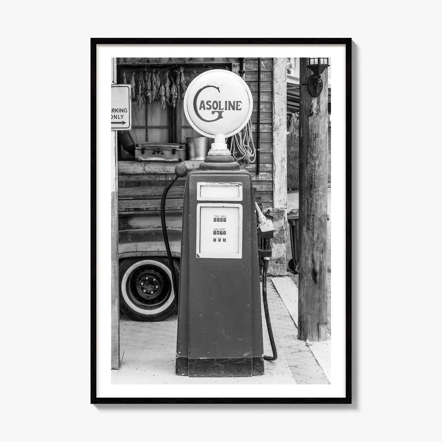 Retro Gas Pump Photo Poster, framed poster mockup, white border