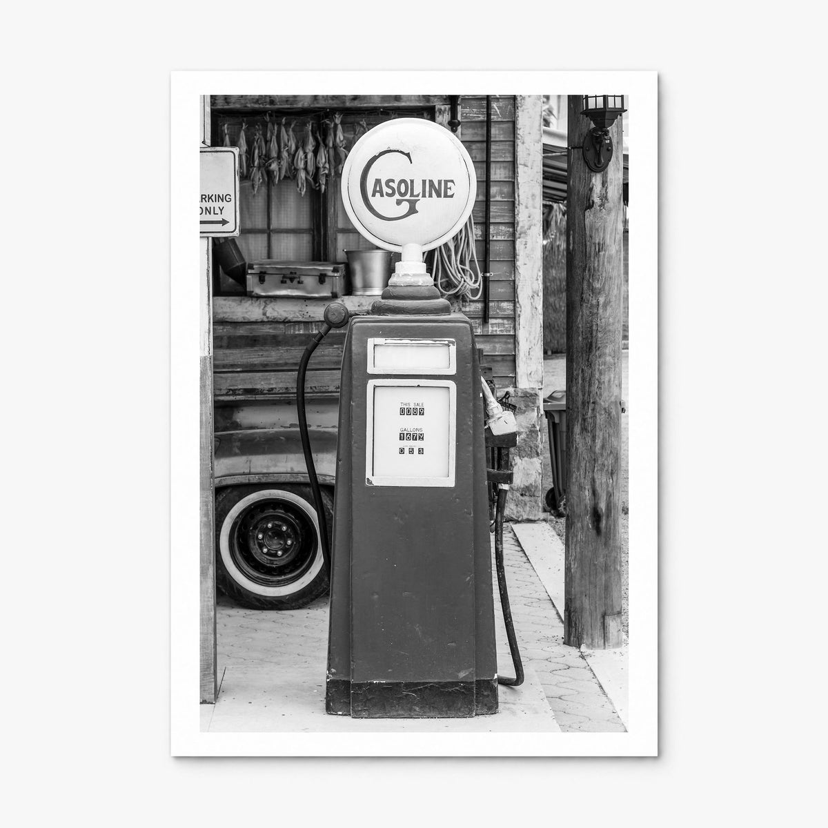 Retro Gas Pump Photo Poster, print only (unframed), white border