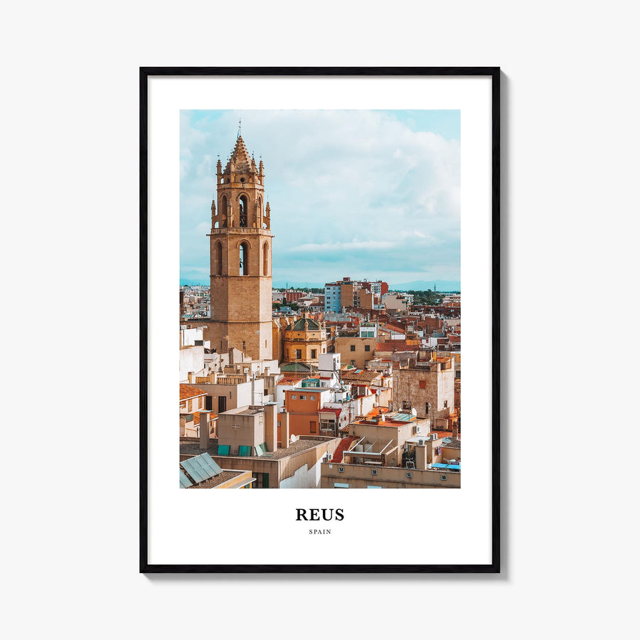 Reus colorful classic poster of Spain – vertical wall art, unframed print shown in interior mockup