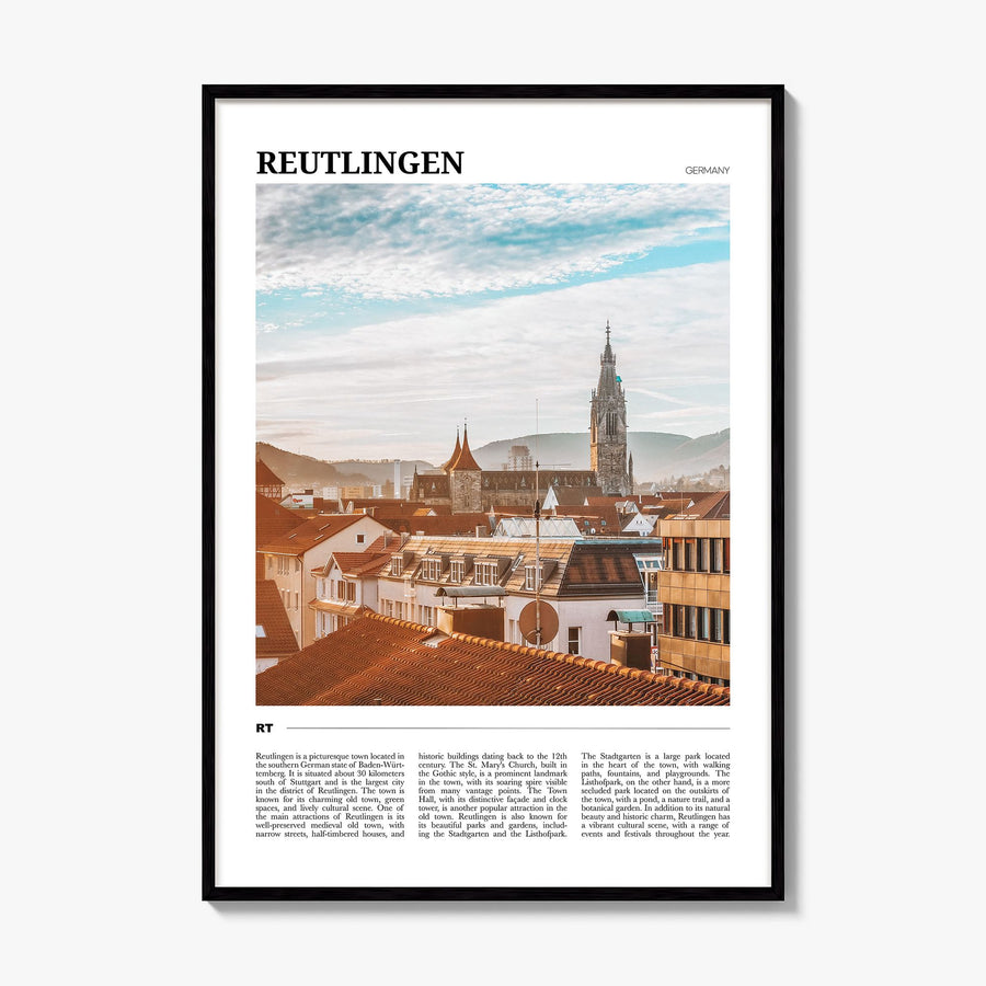 Reutlingen Travel Poster, framed poster mockup
