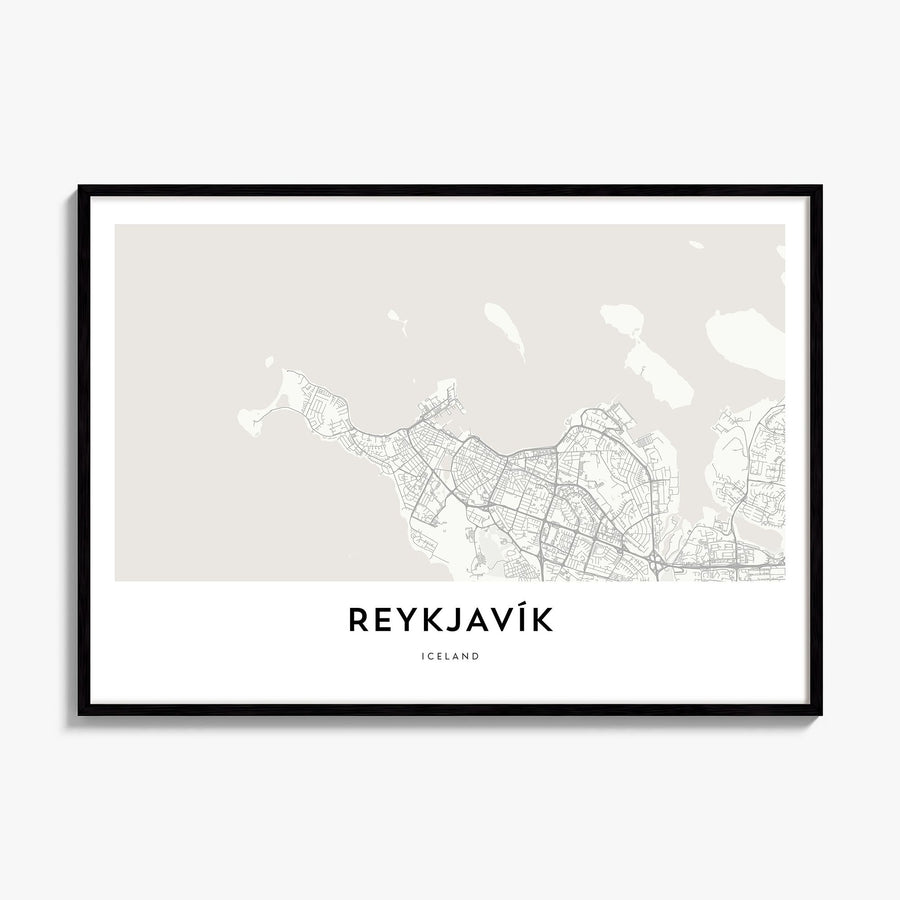 Reykjavík Map Poster, framed poster mockup