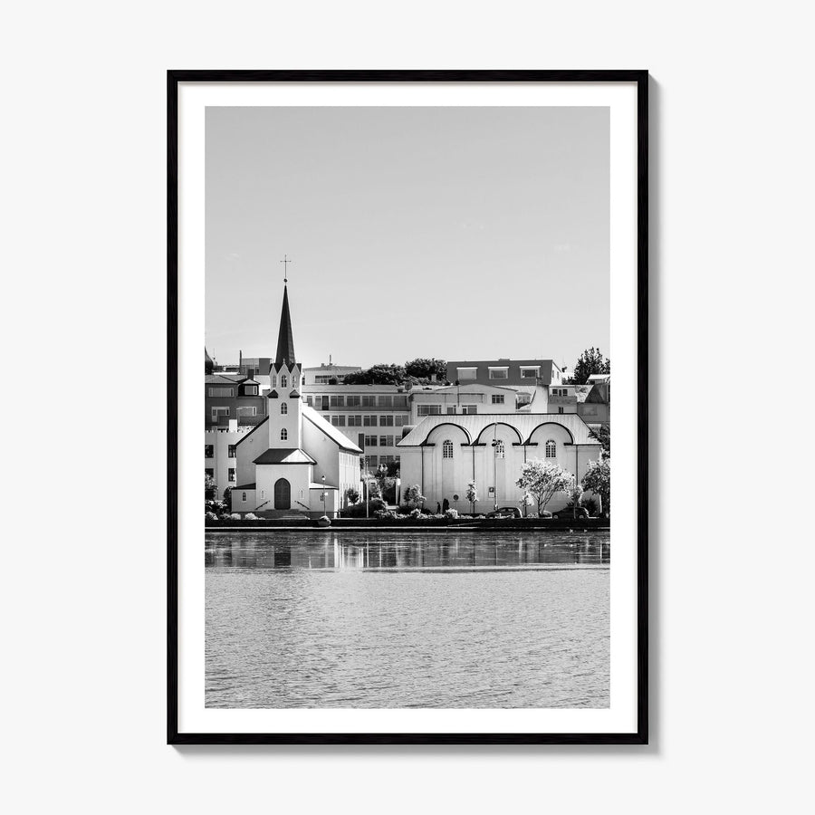 Reykjavík Photo Poster, framed poster mockup, white border