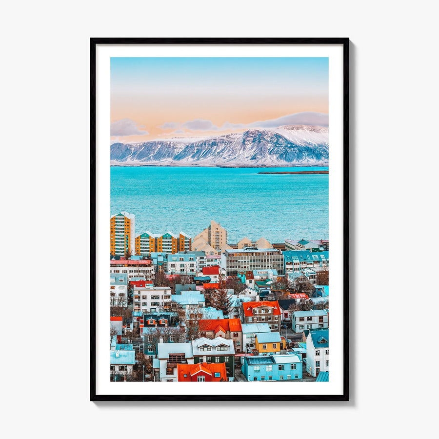 Reykjavík Photo Poster, framed poster mockup, white border