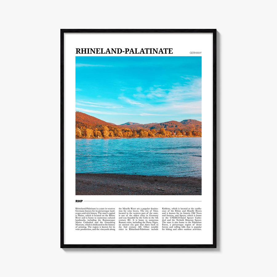Rhineland-Palatinate colorful travel poster of Germany – vertical wall art, unframed print shown in interior mockup